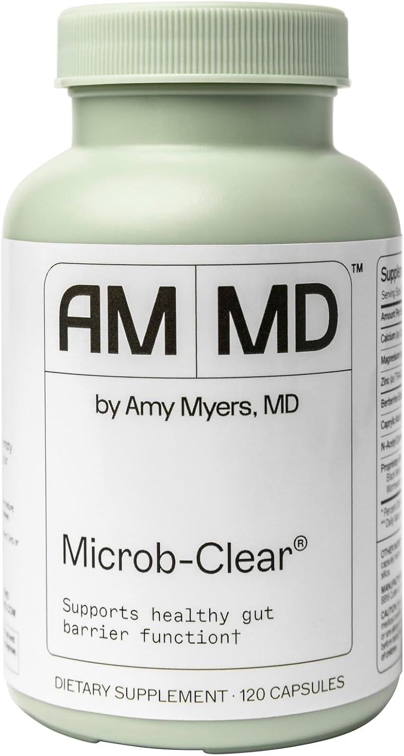 Amy Myers MD Microb-Clear - Advanced Gut Health Support Supplement - 120 Capsules - Black Walnut & NAC for Bloating & Constipation Relief