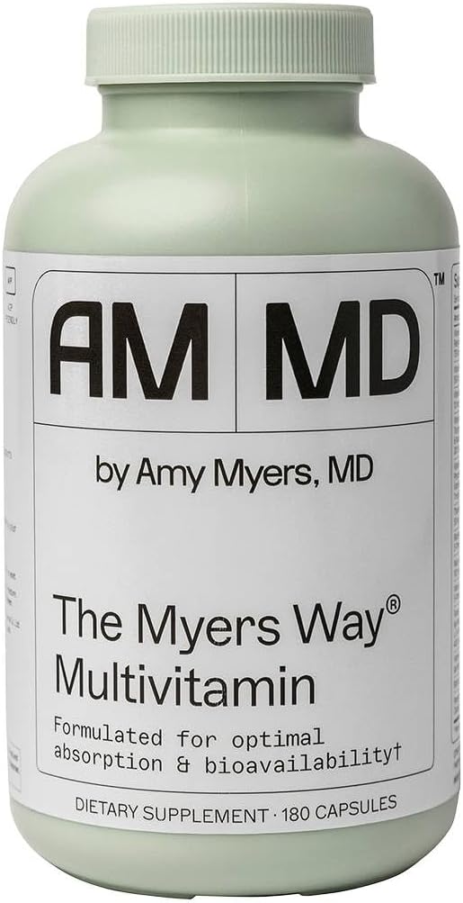 Amy Myers MD Multivitamin for Women and Men - Immune & Thyroid Support, Stress Relief - Activated B Vitamins, Zinc, Selenium, Iodine - Energy Boost - 180 Capsules