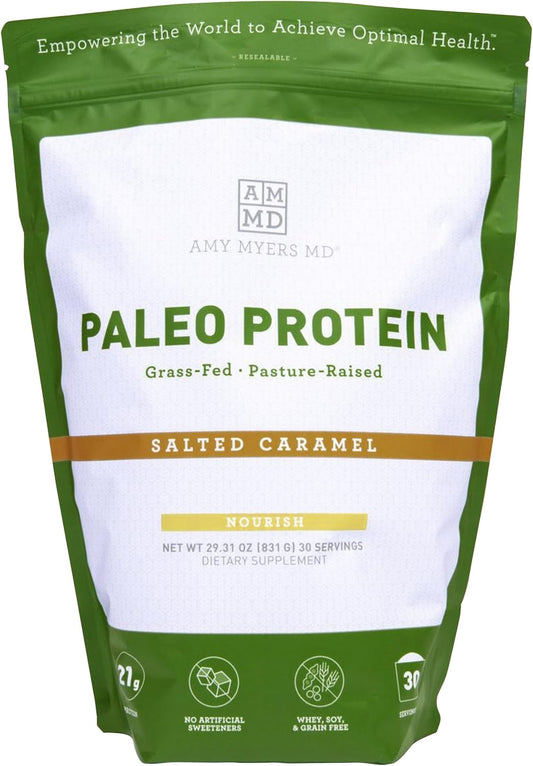 Amy Myers MD Pure Paleo Protein Powder - Grass-Fed Salted Caramel Protein for Keto & Paleo - Hormone-Free, Non-GMO, Dairy & Gluten-Free - 29.31 oz