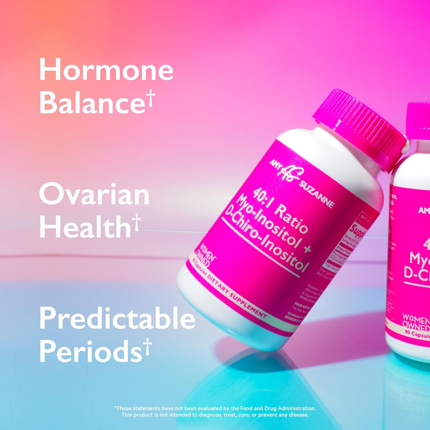 Amy Suzanne Ovarian Support Vitamins - Hormone Balance & Metabolism Blend for Women - PMS Supplement - 90 Capsules