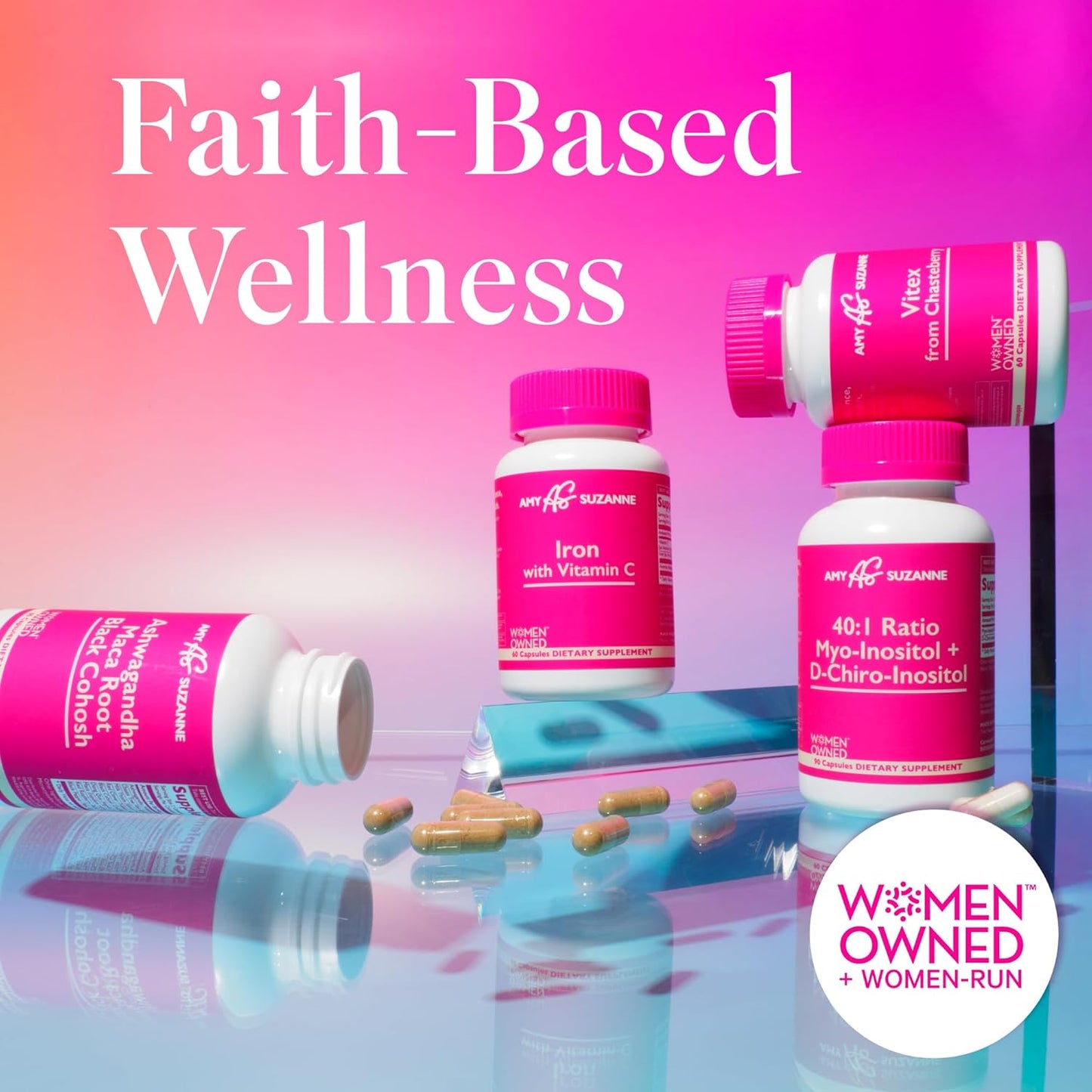 Amy Suzanne Ovarian Support Vitamins - Hormone Balance & Metabolism Blend for Women - PMS Supplement - 90 Capsules