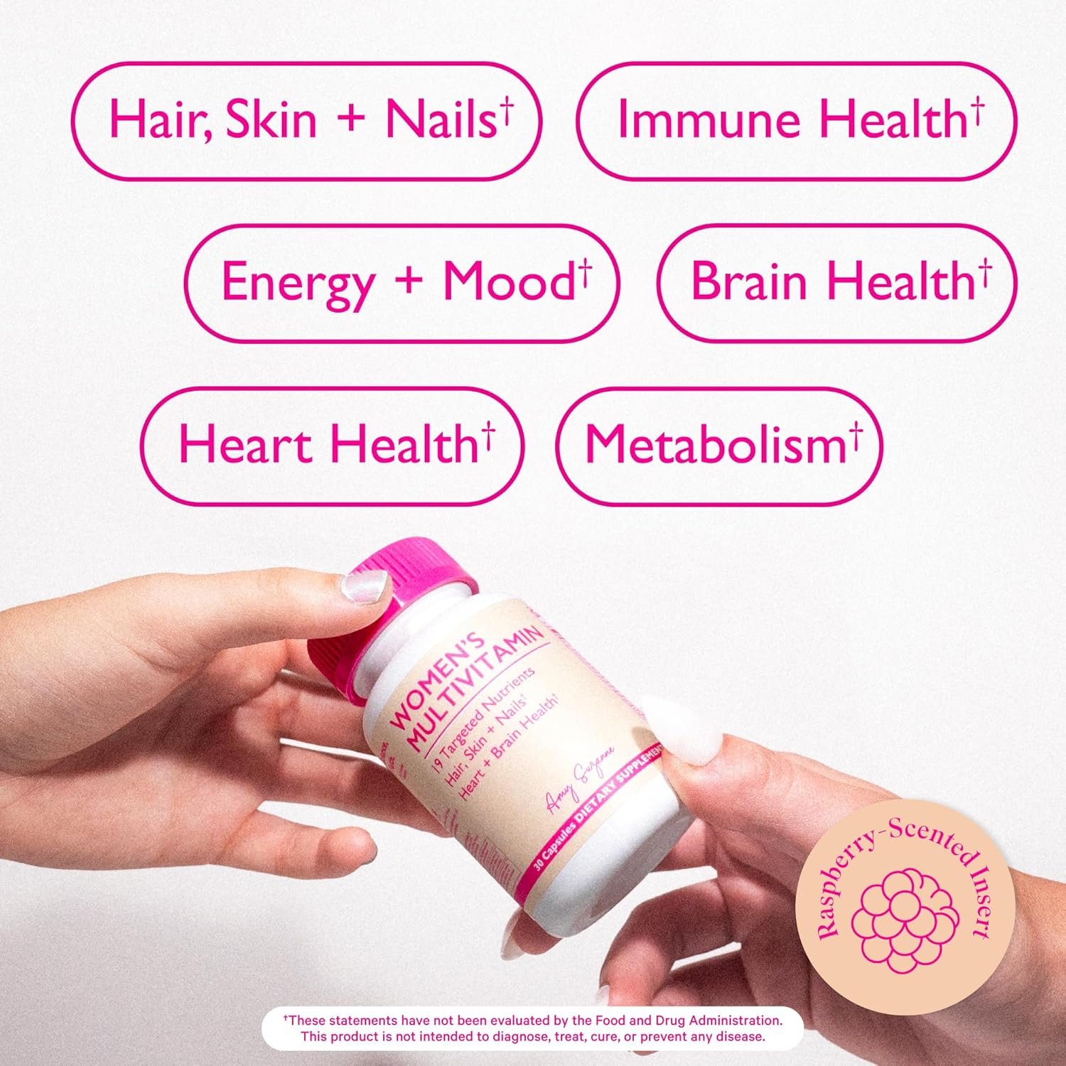 Amy Suzanne Women's Multivitamin - 19 Essential Nutrients for Hair, Skin, Nails, Focus, & Heart - Vegan Capsules, 30 Day Supply