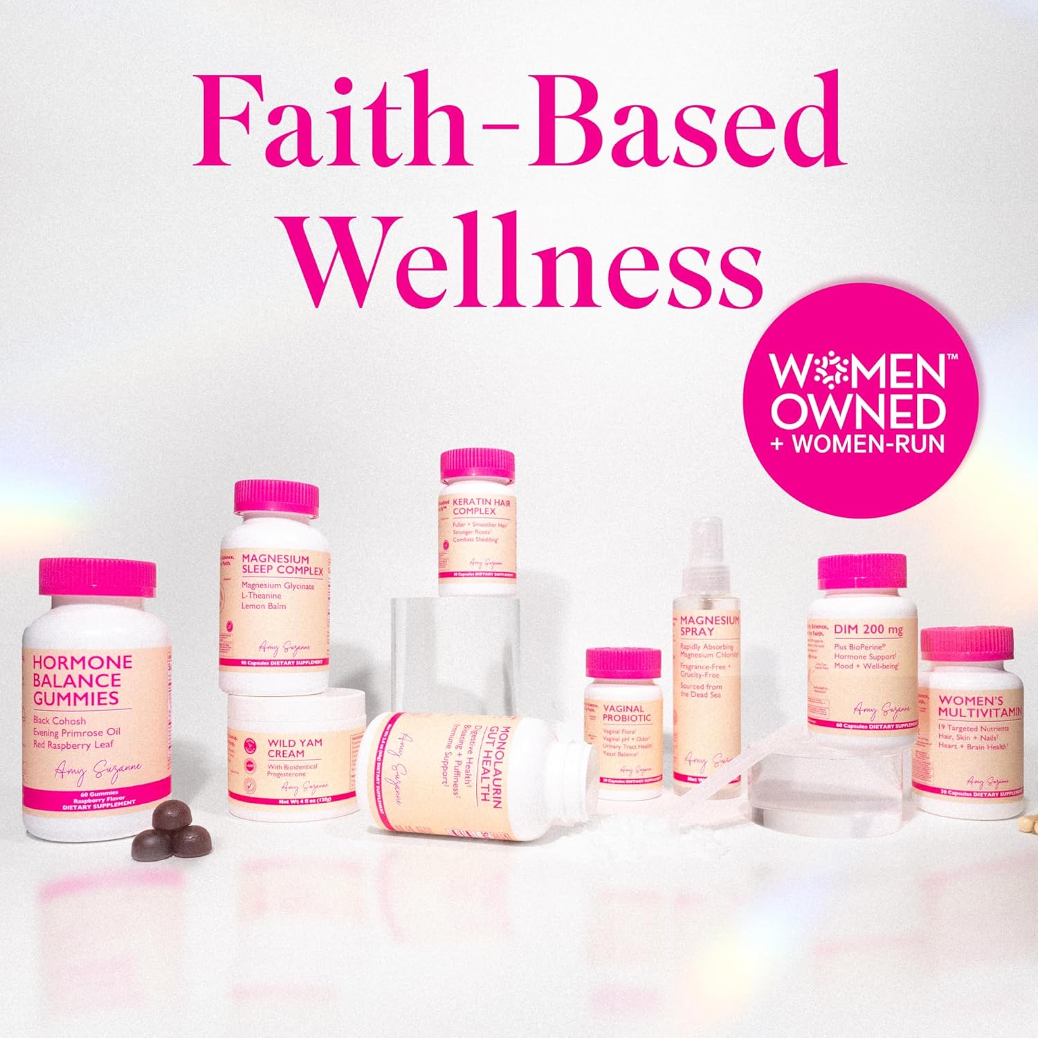 Amy Suzanne Women's Multivitamin - 19 Essential Nutrients for Hair, Skin, Nails, Focus, & Heart - Vegan Capsules, 30 Day Supply