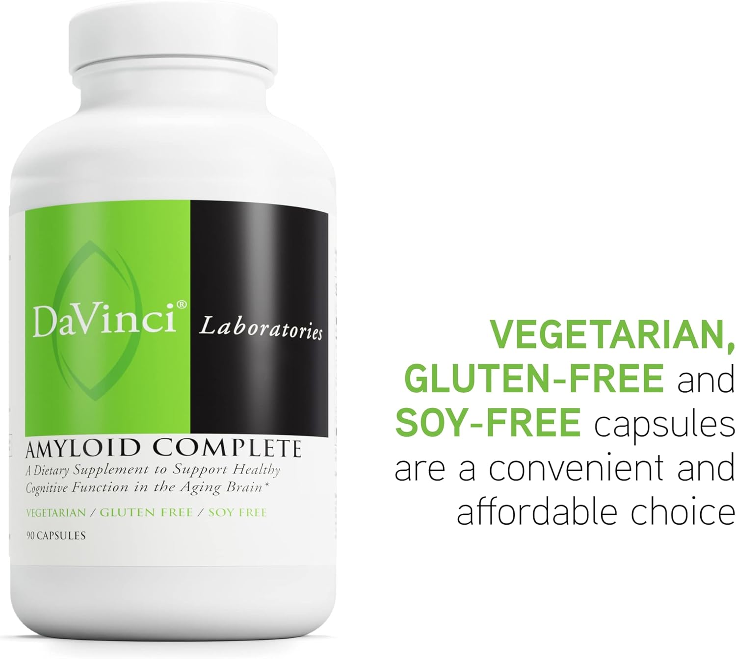 Amyloid Complete Dietary Supplement for Cognitive Function & Brain Health - Colostrum & Curcumin Extracts - Gluten-Free - 90 Vegan Capsules