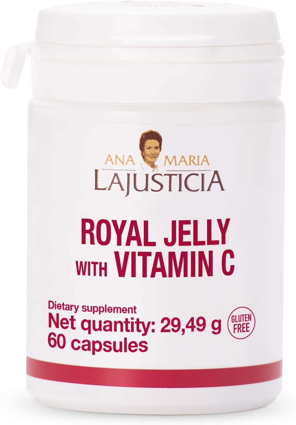 Ana Maria Lajusticia Royal Jelly with Vitamin C Capsules - 60 Count, Dairy and Gluten Free, Vegetarian Friendly for Vascular Health