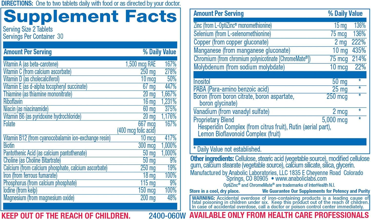 Anabolic Laboratories Daily Multivitamin Softgels for Men and Women - 120 Daily Multi Vitamin and Minerals Supplement for Overall Health