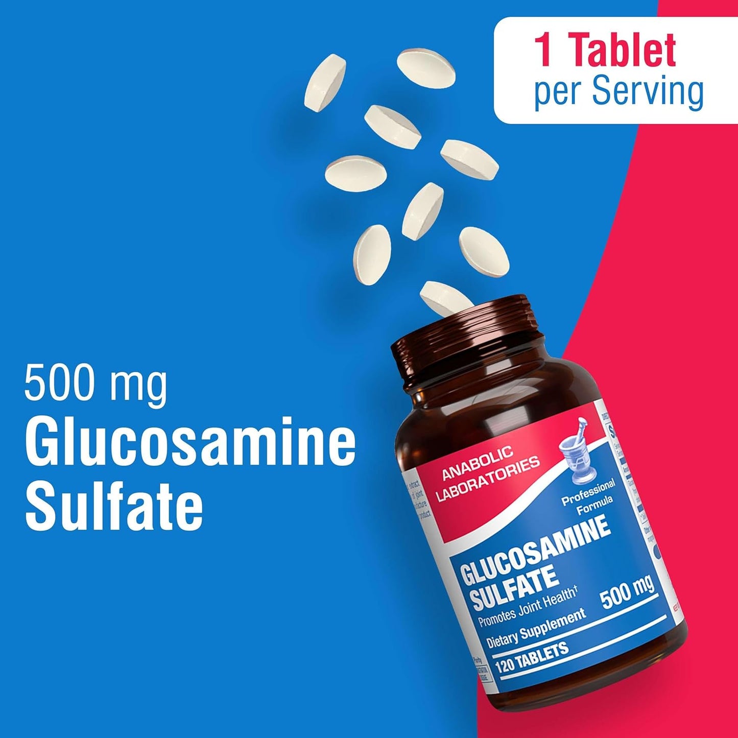 Anabolic Laboratories Glucosamine Sulfate 500mg - 90 Joint Supplements for Men and Women - Supports Joint Tissue and Cartilage Health