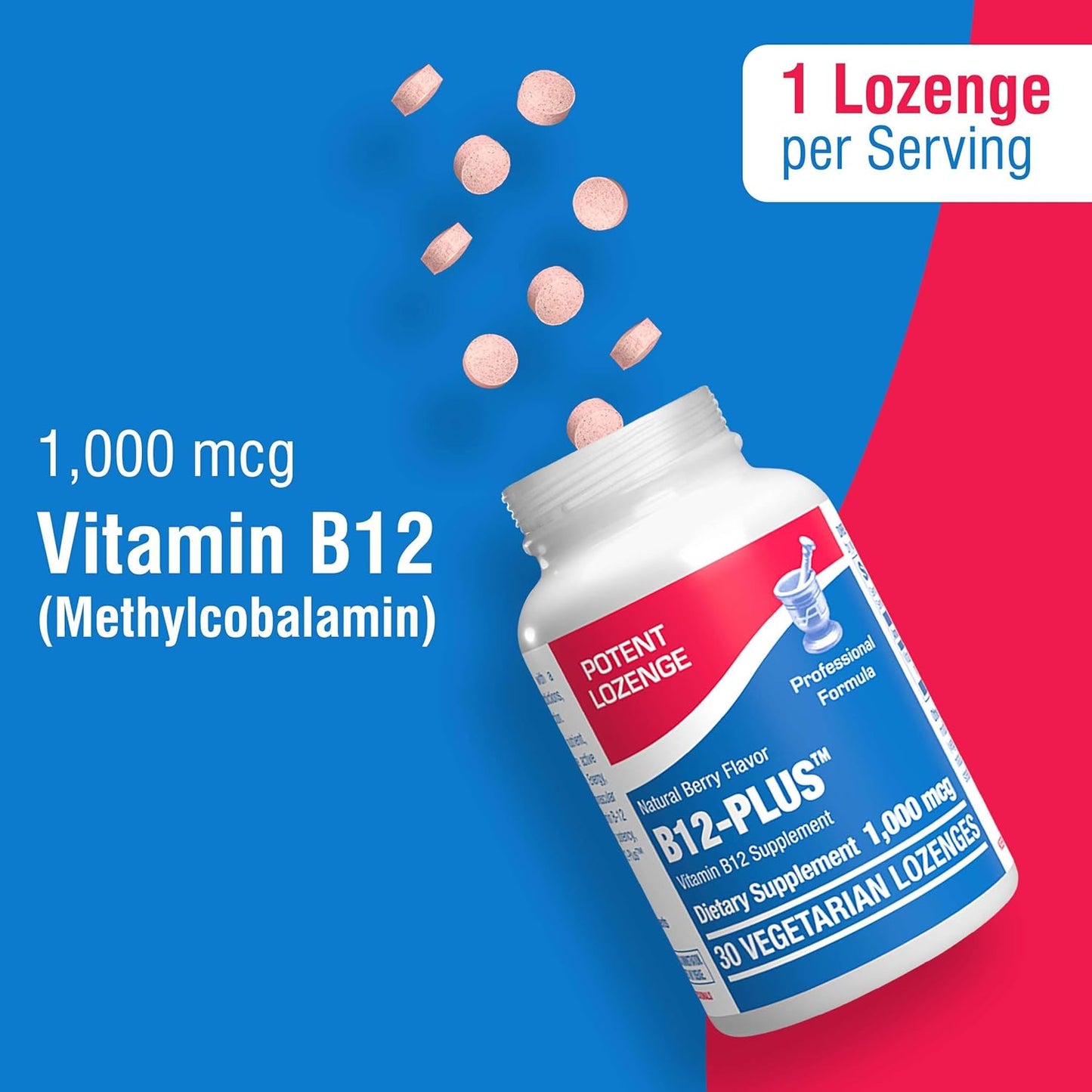 Anabolic Laboratories Methylcobalamin B12 1000mcg Sublingual Lozenges - Energy & Nerve Support for Men & Women - 30 Berry Flavored Count