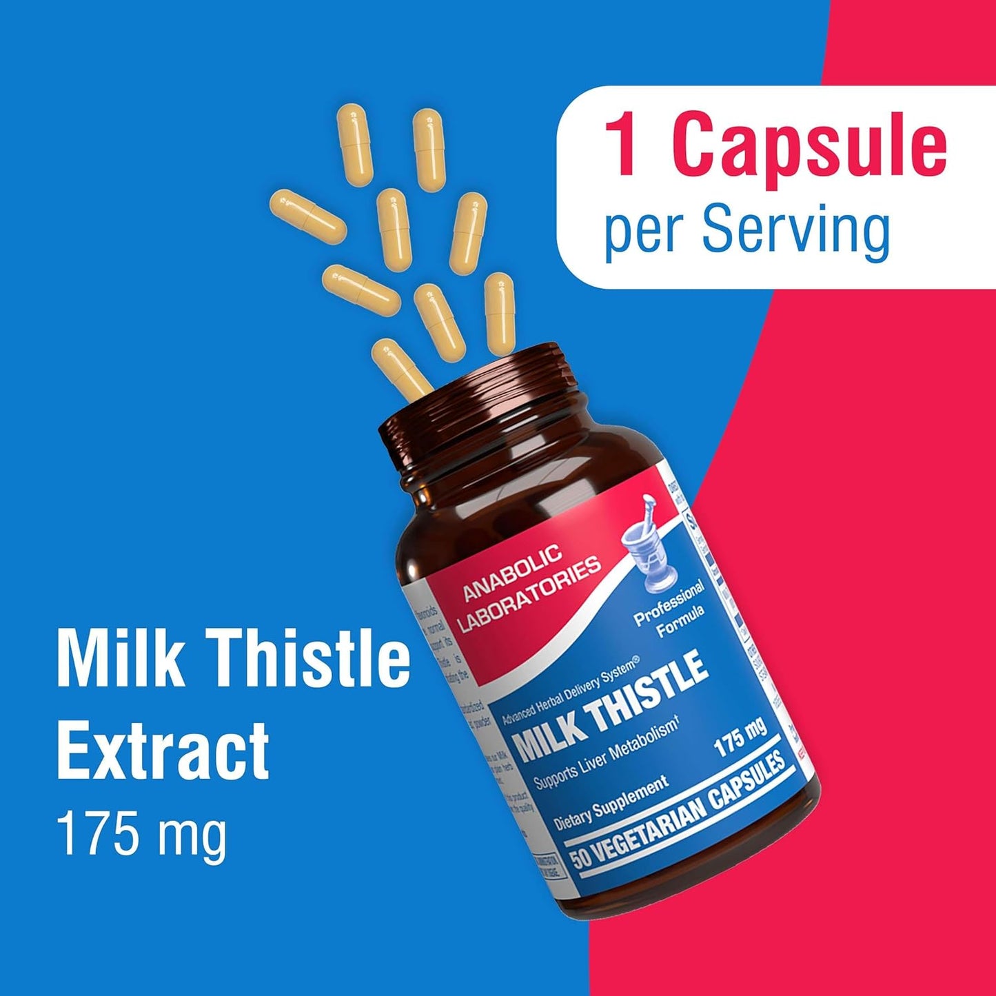 Anabolic Laboratories Milk Thistle Liver Health Supplement - 50 Vegetarian Capsules with Silymarin Extract