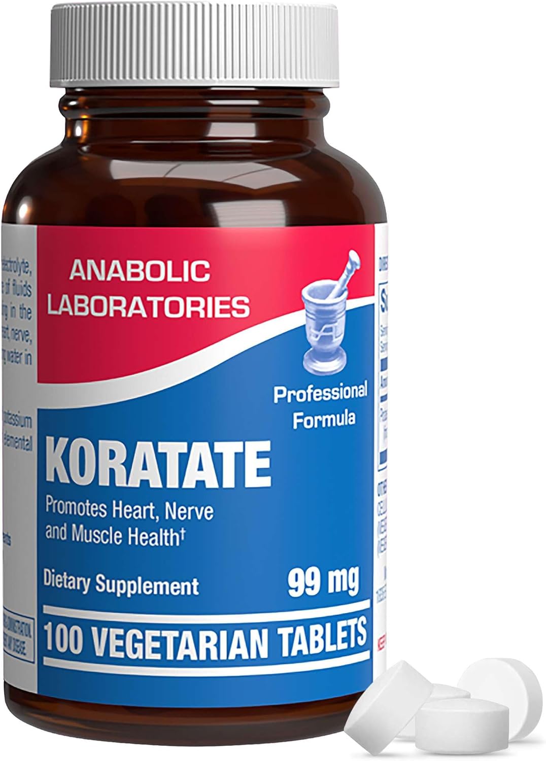 Anabolic Laboratories Potassium Gluconate Supplement 99 mg - 100 Vegetarian Tablets for Heart, Nerve, Muscle Health