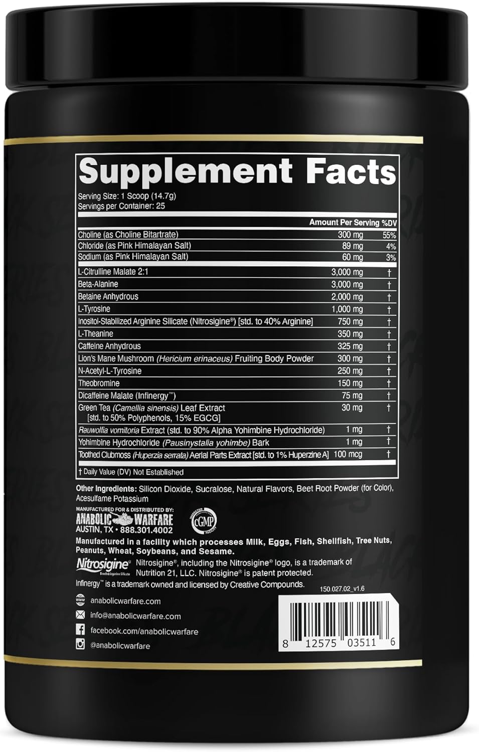 Anabolic Warfare Black Series Maniac Pre-Workout Powder - Fruit Explosion Flavor, Boosts Nitric Oxide & Protein Synthesis for Muscle Pumps