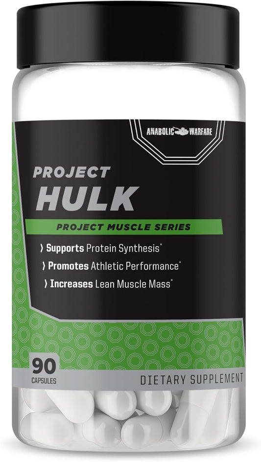 Anabolic Warfare Project Hulk Capsules for Strength, Athletic Performance & Protein Synthesis, Botanical Formula