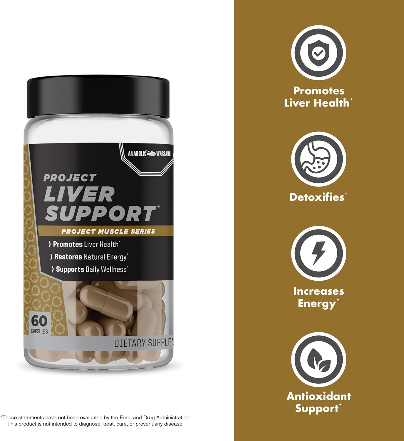 Anabolic Warfare Project Liver Support 60 Capsules - Promotes Liver Health and Antioxidant Support