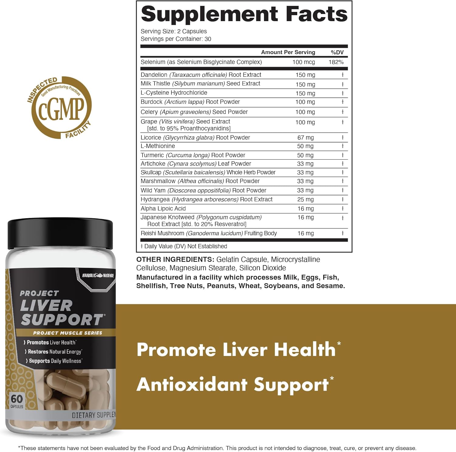 Anabolic Warfare Project Liver Support 60 Capsules - Promotes Liver Health and Antioxidant Support