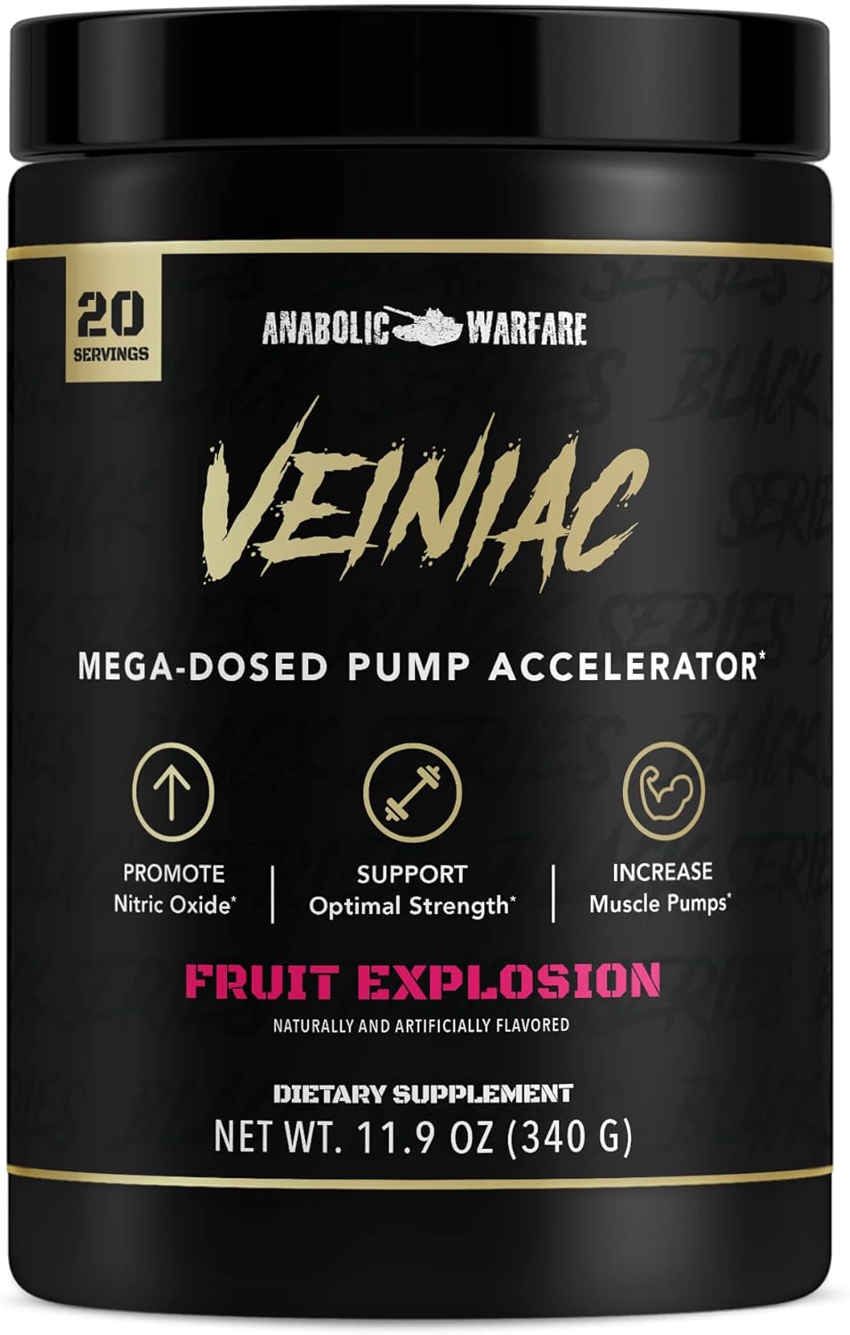 Anabolic Warfare Veiniac Muscle Pump Activator Supplement - Stimulant Free Pre-Workout for Increased Nitric Oxide Production - Fruit Punch Flavor