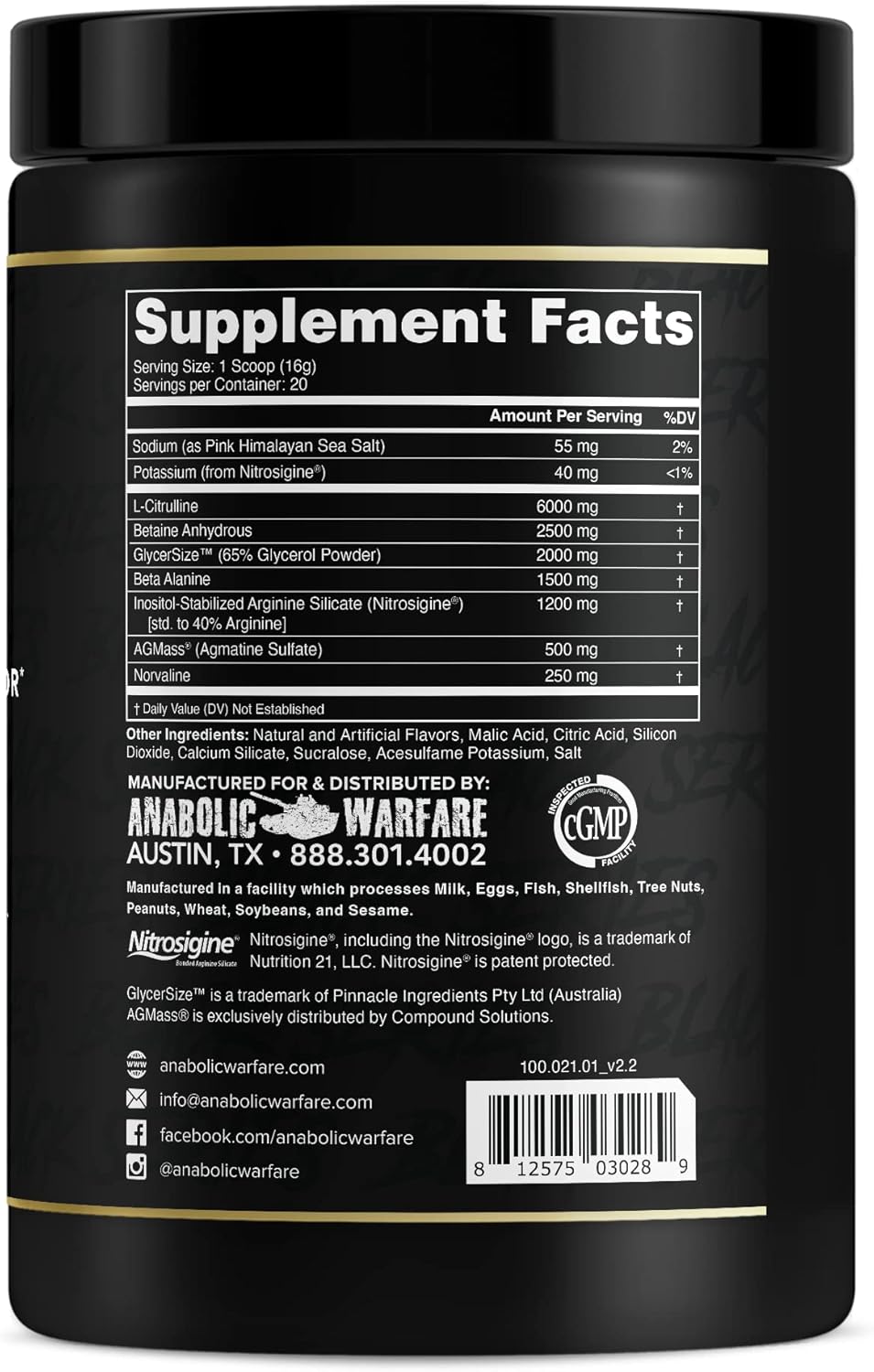 Anabolic Warfare Veiniac Muscle Pump Activator Supplement - Stimulant Free Pre-Workout for Increased Nitric Oxide Production - Fruit Punch Flavor