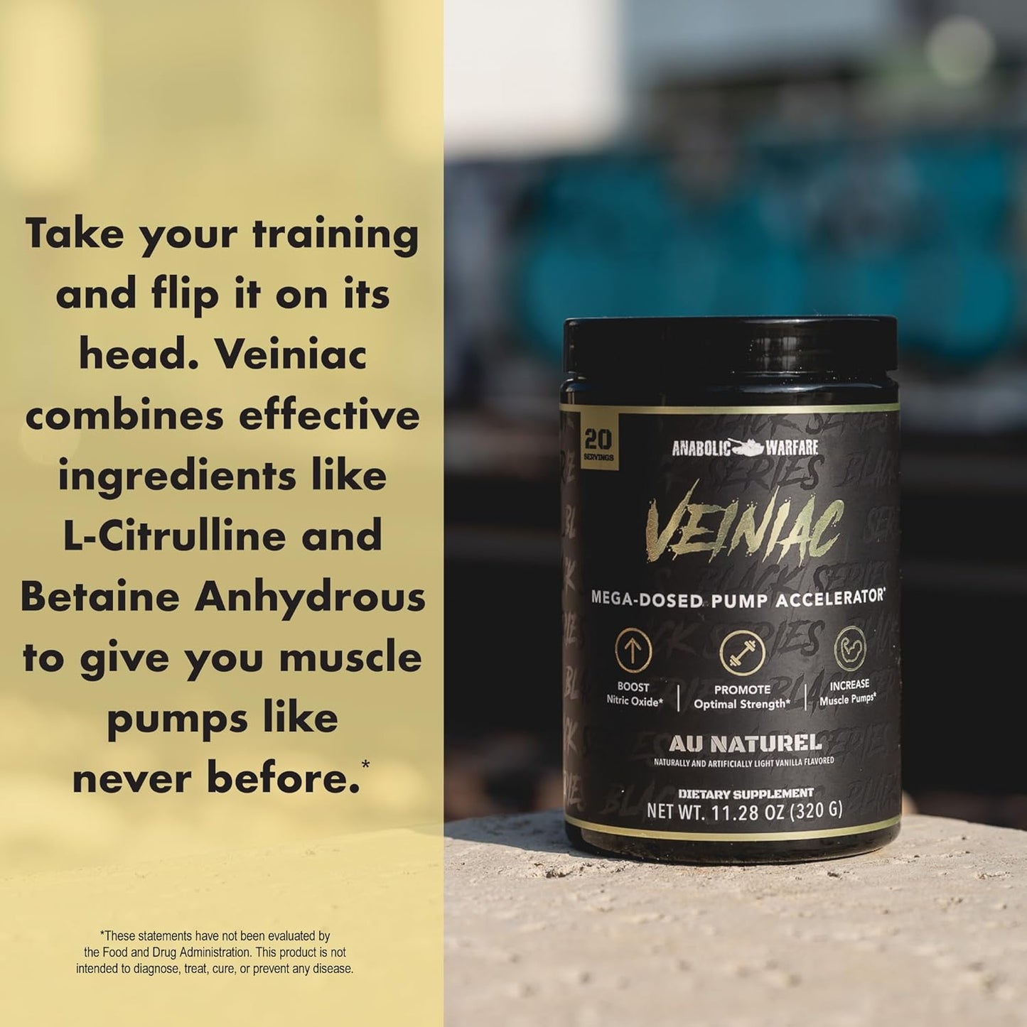 Anabolic Warfare Veiniac Muscle Pump Activator Supplement - Stimulant Free Pre-Workout for Increased Nitric Oxide Production - Fruit Punch Flavor