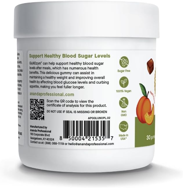 Ananda Professional GluNOzym Balance Gummies - Peach Flavor, Sugar Free, 30 Count