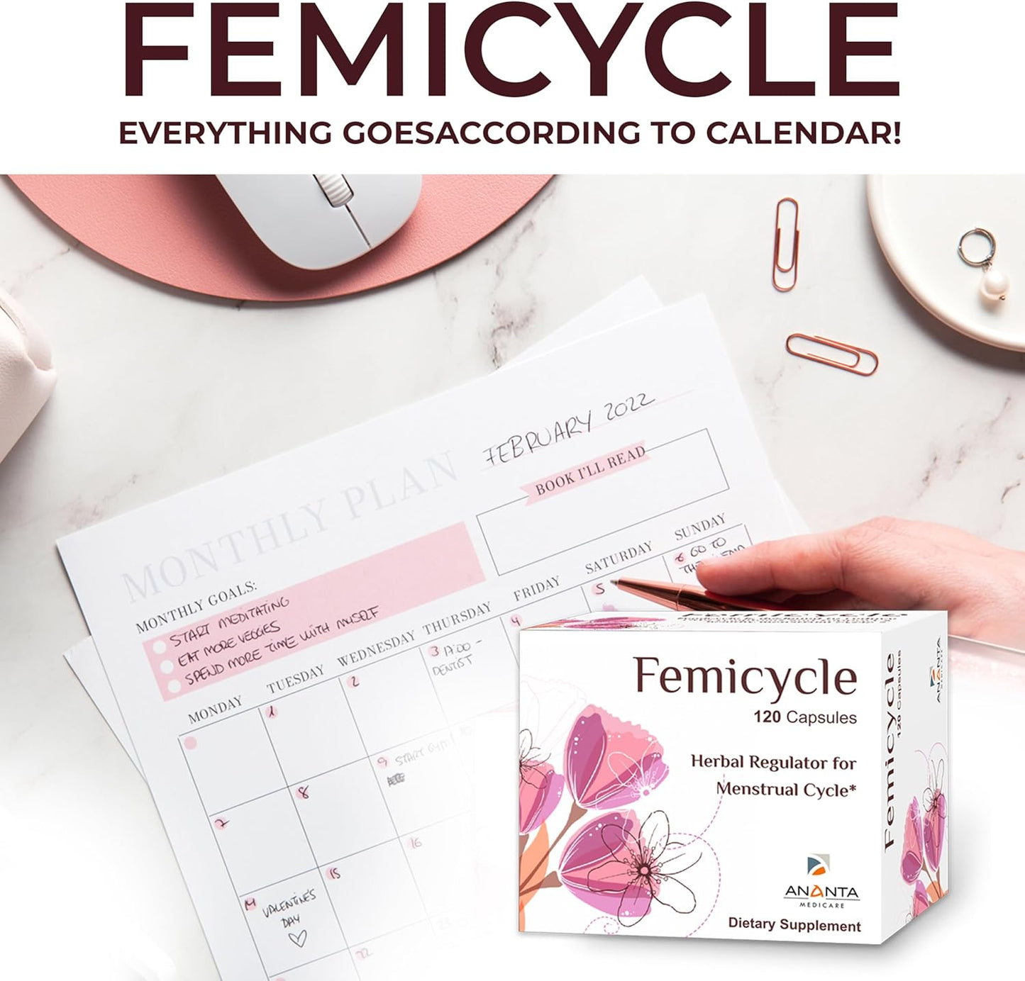 Ananta Medicare Femicycle Herbal Menstrual Cycle Regulator - 120 Capsules