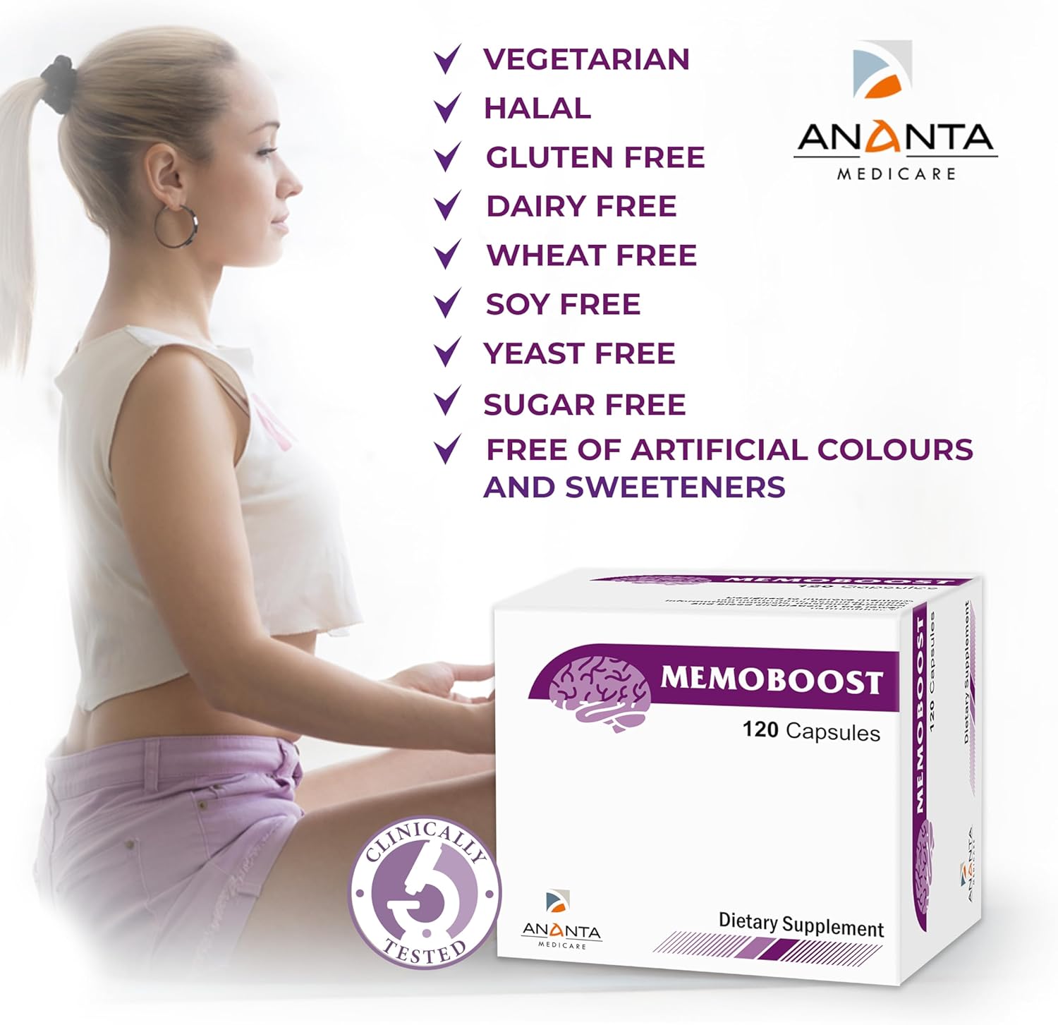Ananta Medicare USA MEMOBOOST Herbal Supplement - 120 Capsules by Ananta Medicare Limited