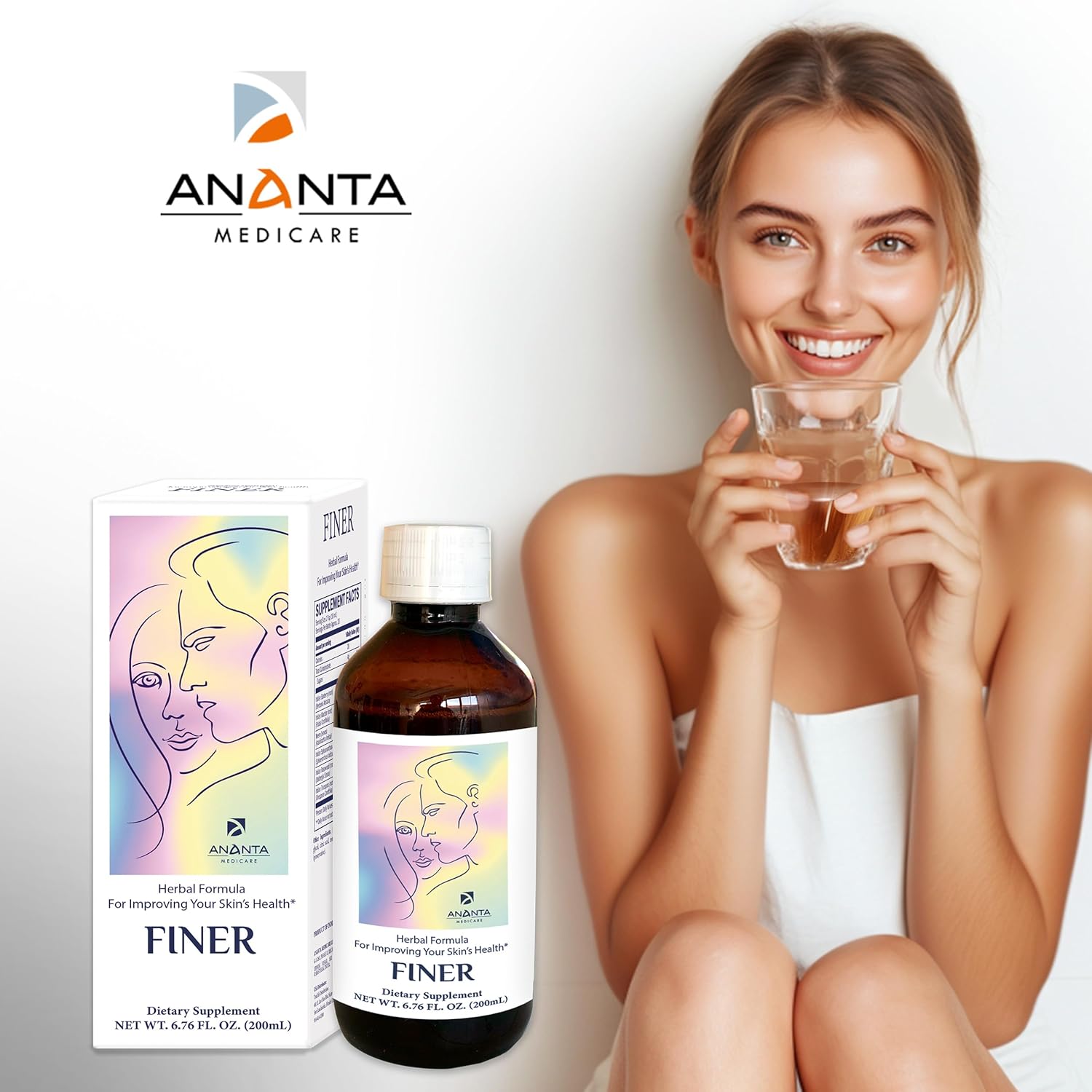 Ananta Medicare USA Skin Health Liquid Supplement, Natural Formula, 6.76 Oz for Finer Skin