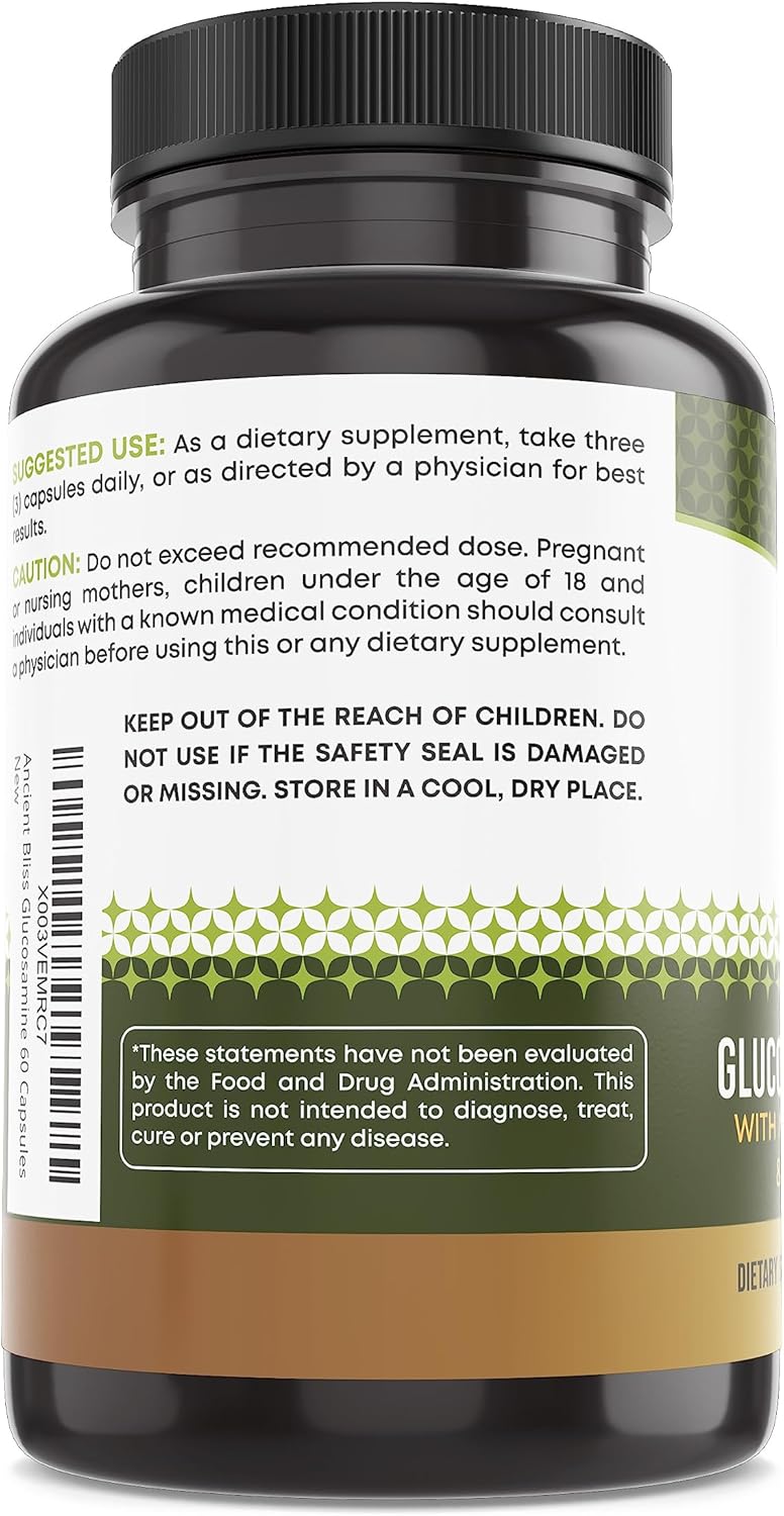 Ancient Bliss Joint Support Supplement with Glucosamine, Chondroitin, MSM - Mobility & Cartilage Formula for Men & Women (90 Capsules)