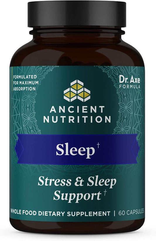 Ancient Nutrition Ashwagandha Capsules for Stress, Sleep Support, Mental Relaxation - Gluten Free, Paleo & Keto Friendly - 60ct