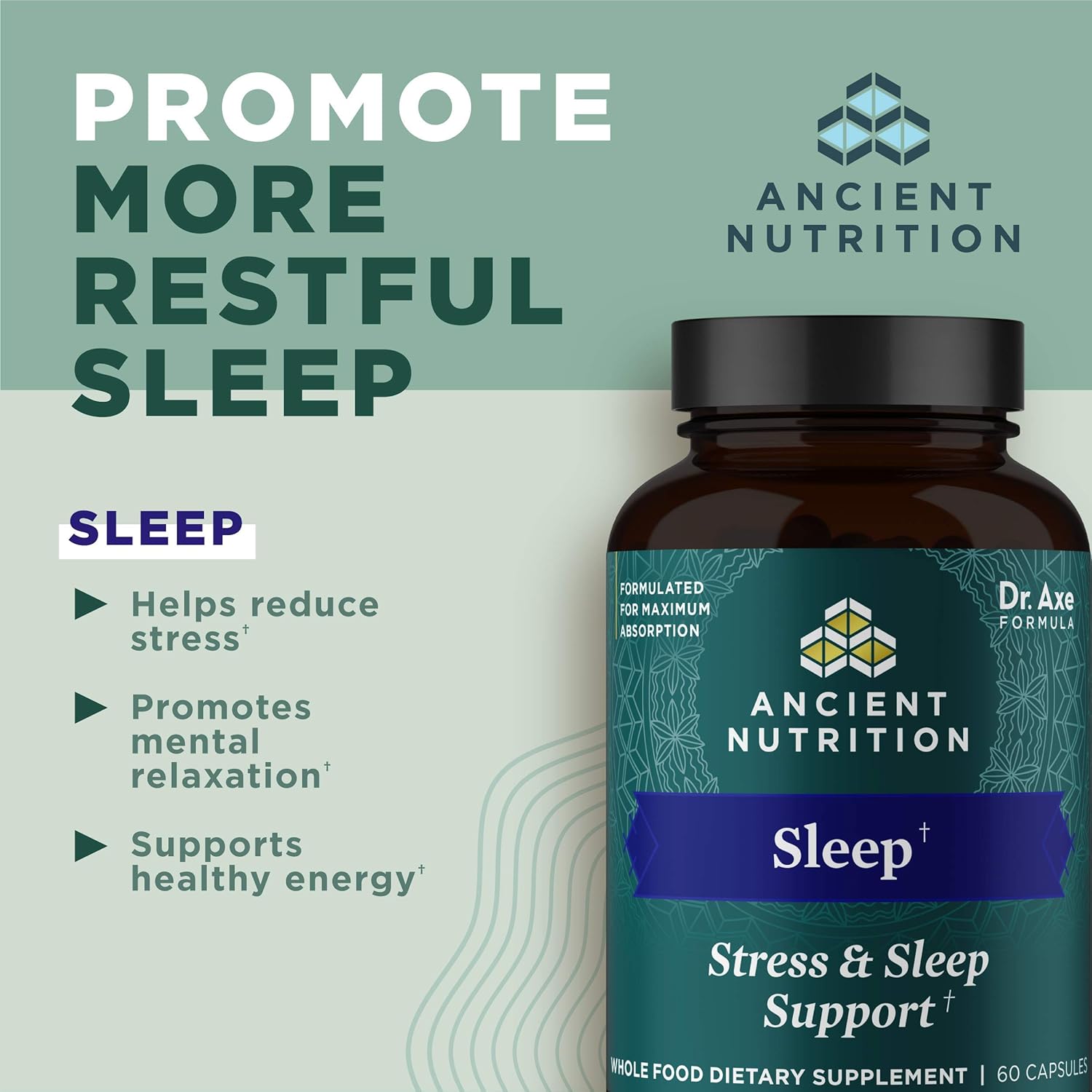 Ancient Nutrition Ashwagandha Capsules for Stress, Sleep Support, Mental Relaxation - Gluten Free, Paleo & Keto Friendly - 60ct