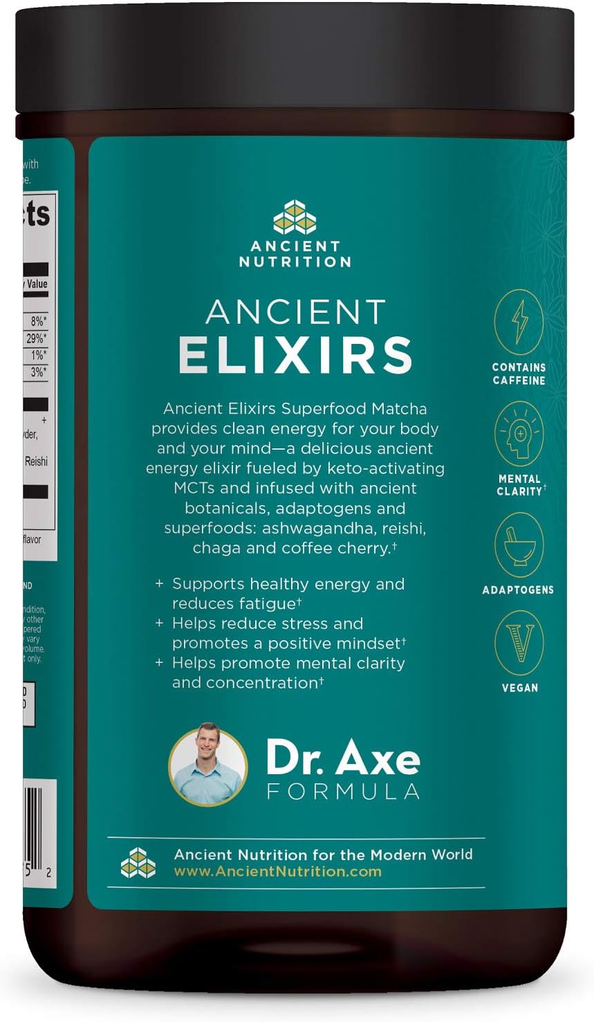 Ancient Nutrition Matcha Green Tea Powder with Ashwagandha - Superfood Energy Boost with MCTs, Paleo & Keto Friendly (20 Servings)