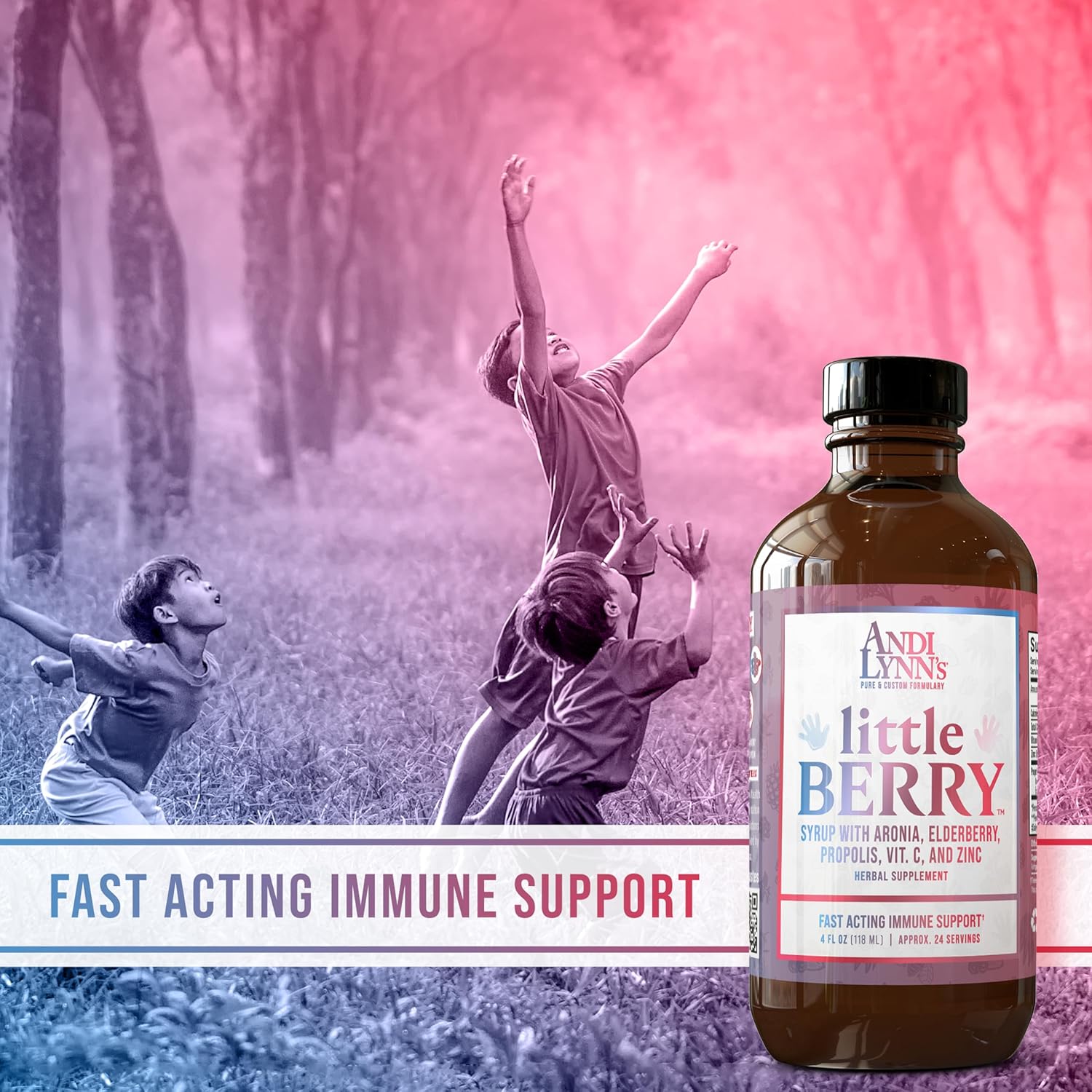 Andi Lynn's LittleBerry Elderberry Syrup for Kids - Organic Vitamin C & Zinc - Immune Support Supplement - 4oz Bottle - BoostGo Australia