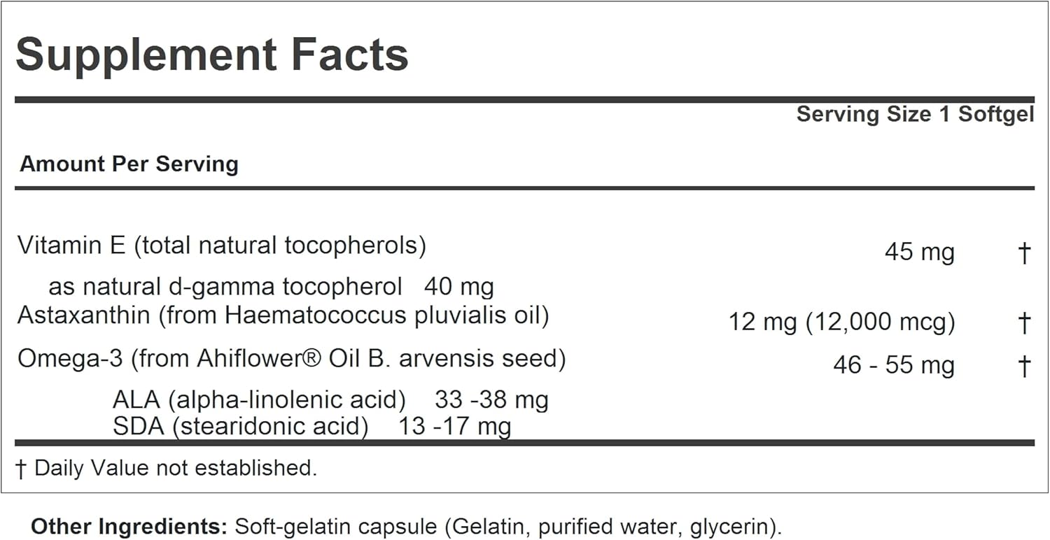 ANDREW LESSMAN Astaxanthin Softgels - High Potency Antioxidant for Eye, Heart, Skin Health - 12000mcg Natural Astaxanthin - Additive-Free, Easy-to-Swallow - 240 Softgels