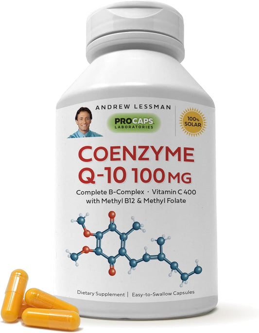 ANDREW LESSMAN Coenzyme Q-10 100mg Capsules - Boost Energy and Support Organ Health with Antioxidants and B-Complex - 180 Count
