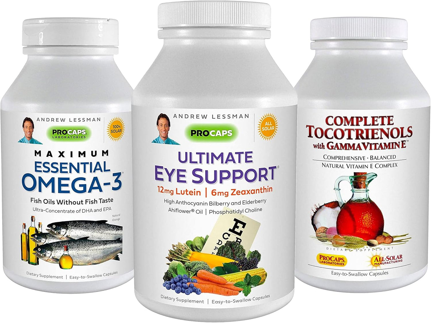 Andrew Lessman Eye Health Triple Bundle - Ultimate Support for Eyes with Omega-3 and Tocotrienols - 360 Softgels Each