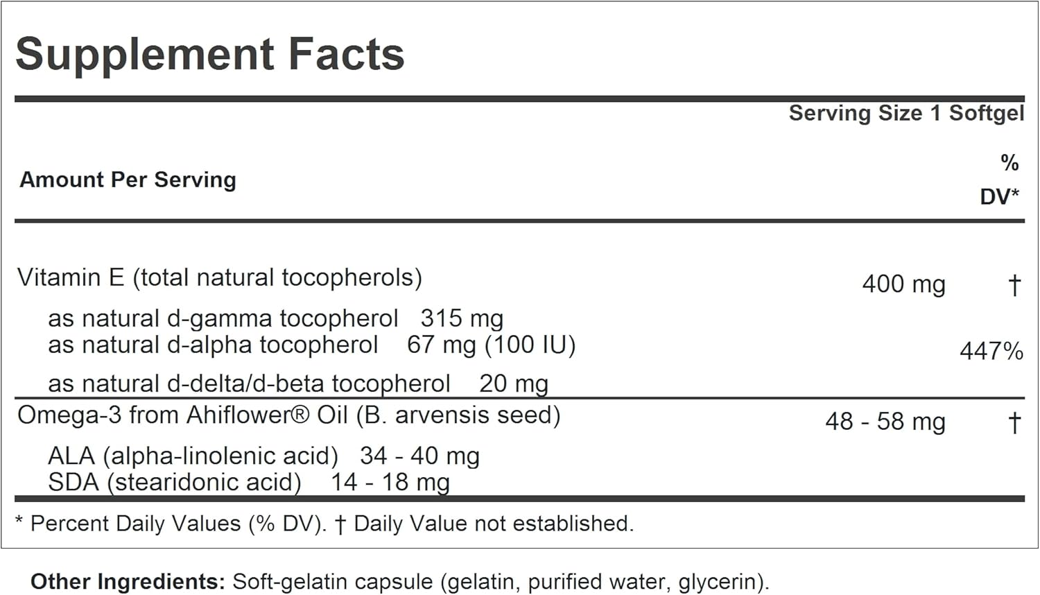 Andrew Lessman Gamma Vitamin E Softgels - 315mg Gamma Tocopherol, Natural Tocopherols, Ahiflower Oil, Antioxidant