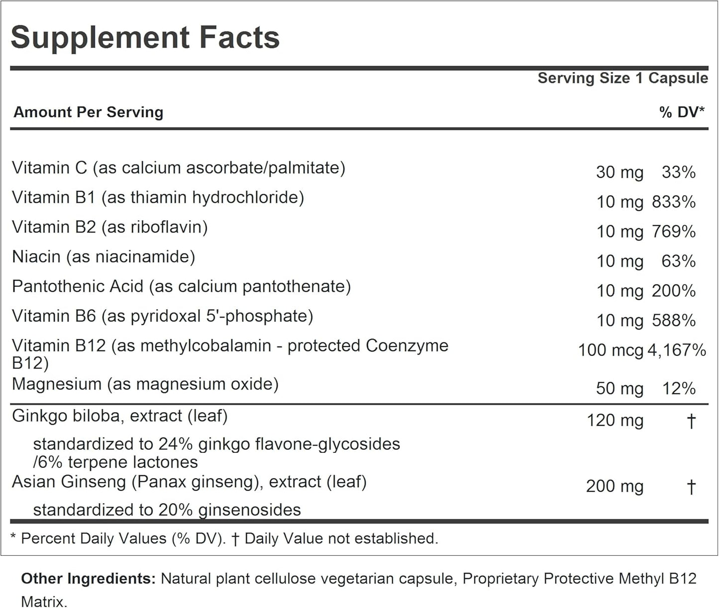 Andrew Lessman Ginkgo Ginseng Capsules - Brain Support Blend for Memory & Cognitive Function - Adaptogen for Stress & Fatigue - No Additives