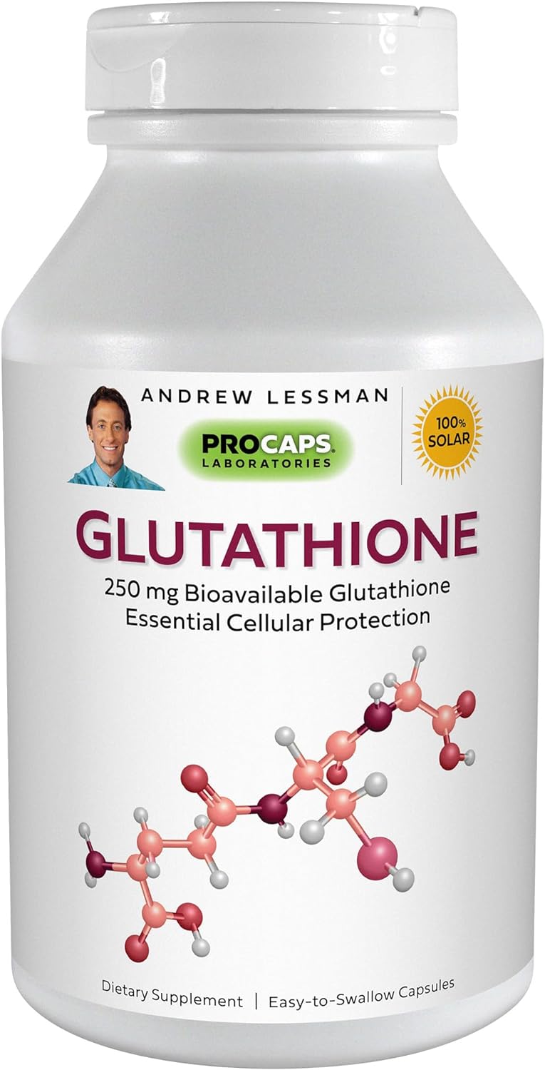 Andrew Lessman Glutathione Capsules - 250mg Antioxidant Supplement for Immune Health - 60 Easy-to-Swallow Capsules to Reduce Oxidative Stress and Protect Cells, Tissues, Organs