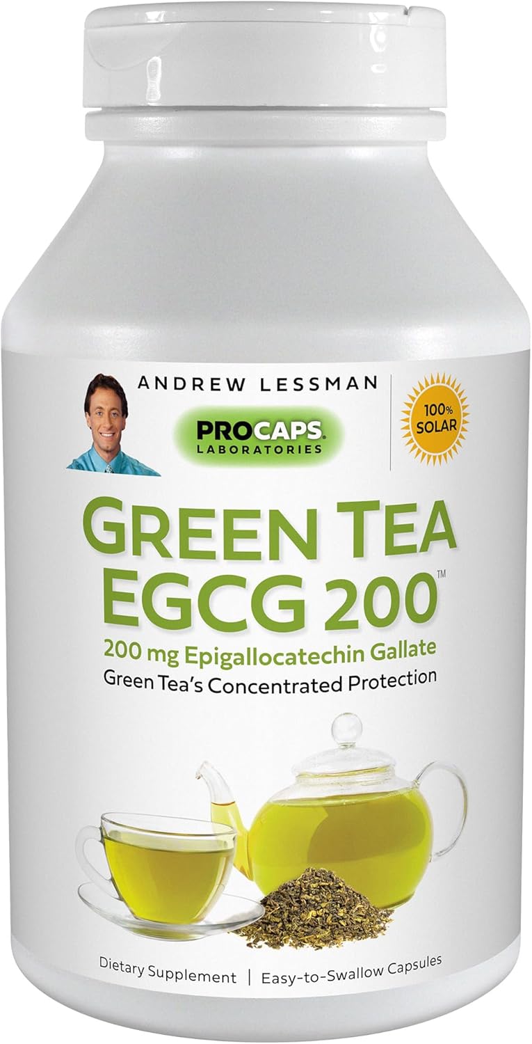 Andrew Lessman Green Tea EGCG Capsules - 200 mg Anti-Oxidant Support for Liver, Immunity, Brain, Heart - 180 Count