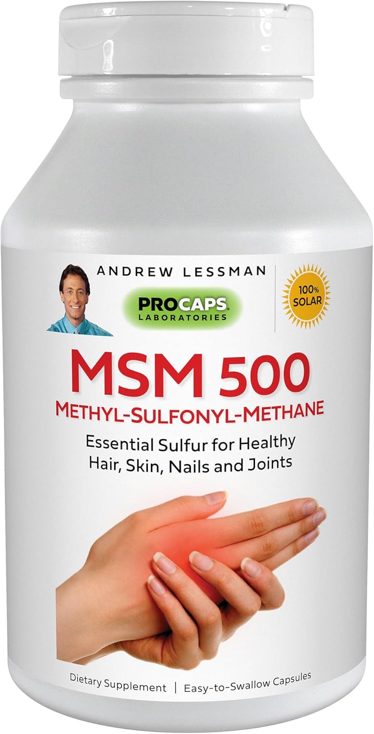 Andrew Lessman MSM 500 - 60 Capsules - High Potency Organic Sulfur Supplement for Joint, Skin, Nails, Hair - Additive-Free Formula