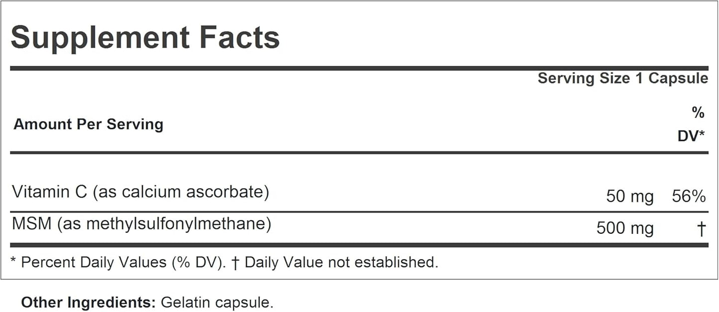 Andrew Lessman MSM 500 - 60 Capsules - High Potency Organic Sulfur Supplement for Joint, Skin, Nails, Hair - Additive-Free Formula