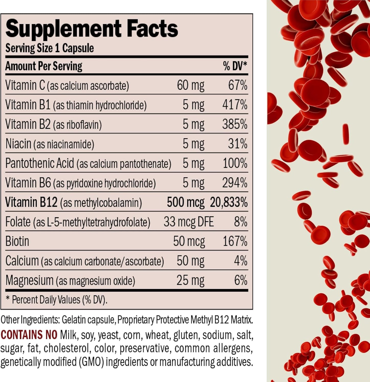 ANDREW LESSMAN Vitamin B12 500 - 60 Capsules - High Absorption Methylcobalamin - Energy & Stress Support - B-Complex - Easy to Swallow
