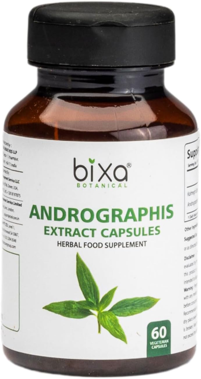 Andrographis Extract Capsules 450mg | Ayurvedic Herbal Supplement for Healthy Immunity & Liver | Bixa Botanical Veg Capsules 60ct