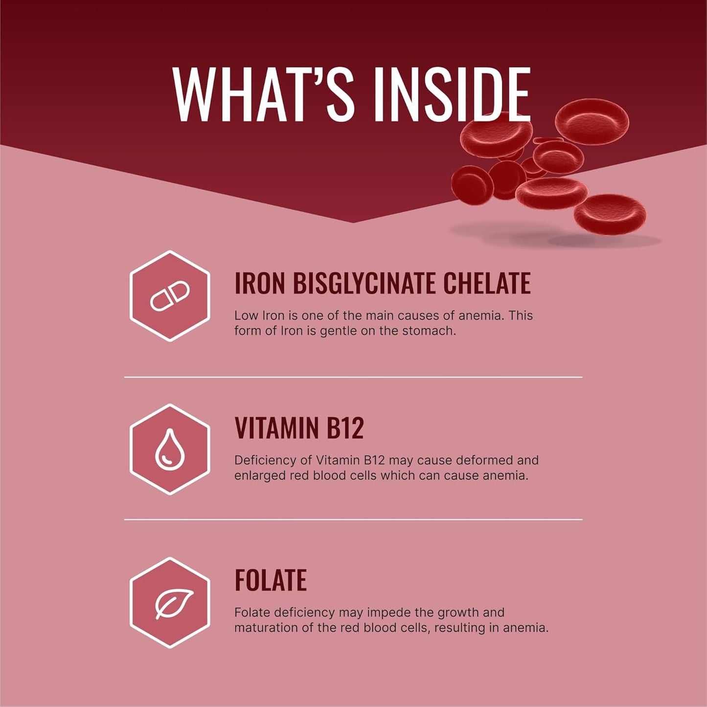Anemiaprin Iron Supplement with Vitamin C - Easy on Stomach - 120 Capsules - 2 Month Supply - Non-GMO, Vegan Formula