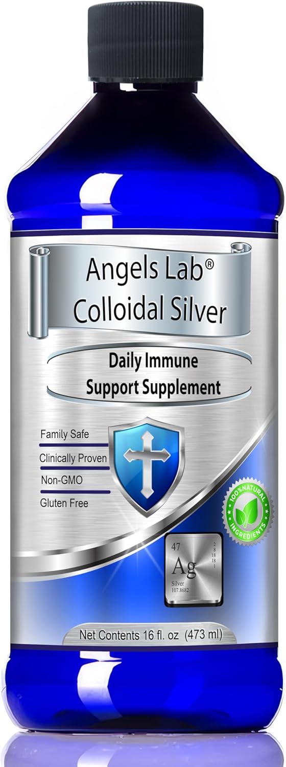Angels Lab 10 PPM Nano Liquid Colloidal Silver Immune Support Supplement 16oz Bottle