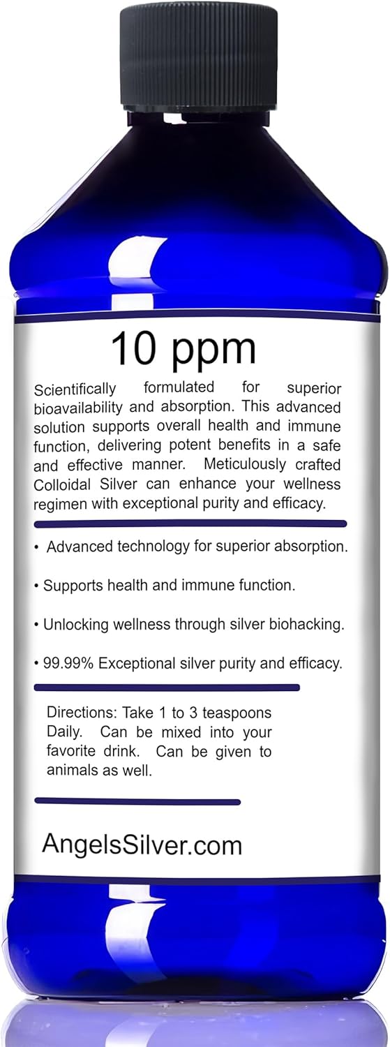 Angels Lab 10 PPM Nano Liquid Colloidal Silver Immune Support Supplement 16oz Bottle