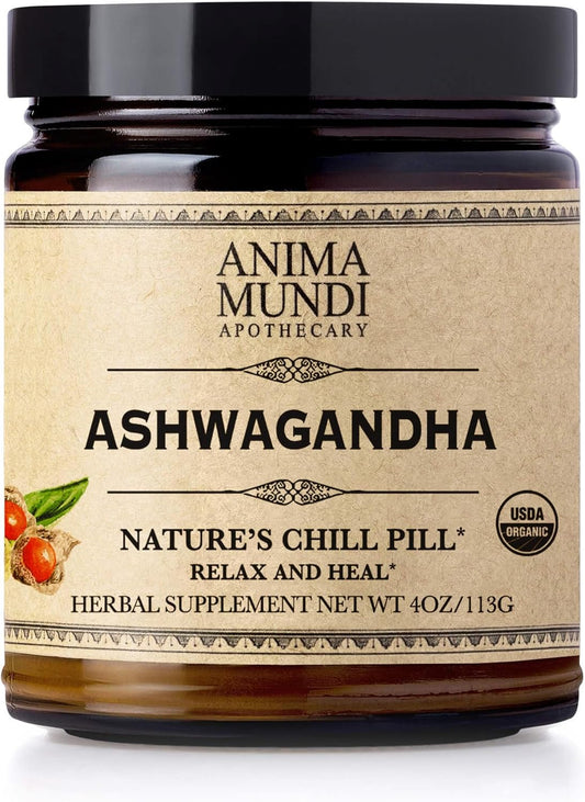 Anima Mundi Apothecary Ashwagandha Powder - Indian Ginseng Root - Organic Herbal Supplement - 4oz / 113g