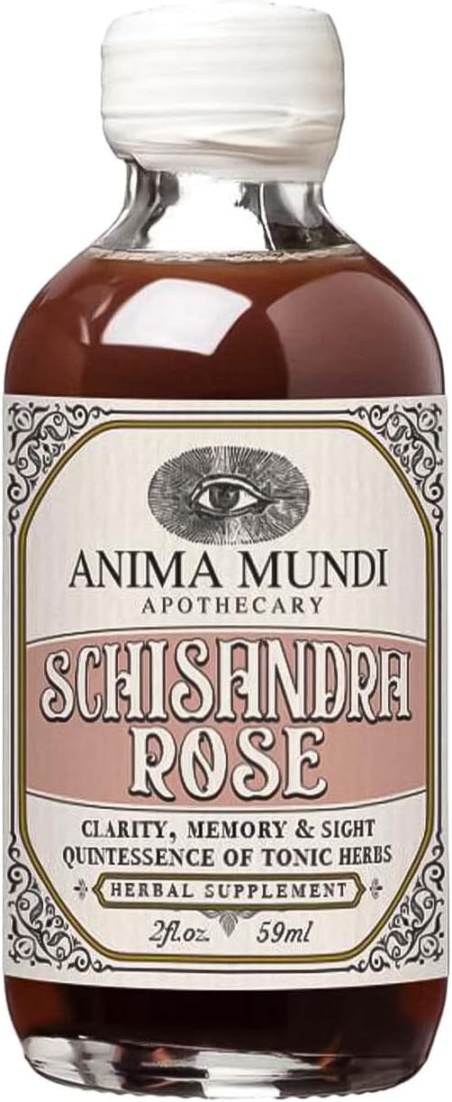Anima Mundi Apothecary Schisandra Rose Elixir - 2oz Liquid Adaptogen Supplement with Wildcrafted Rose Petals for Liver and Kidney Support