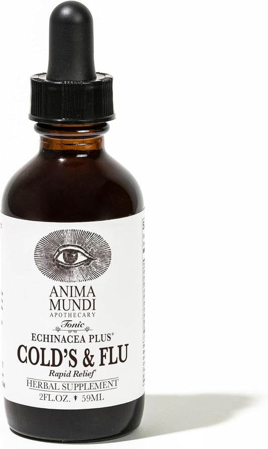 Anima Mundi Cold & Flu Tonic with Echinacea, Garlic, Turmeric, Ginger - Immune Support Liquid Supplement 2oz