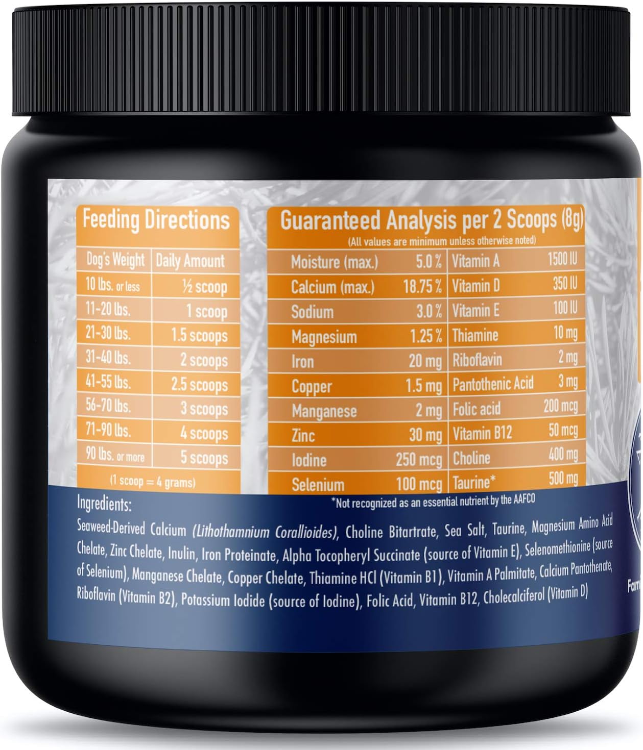 Annamaet Enhance Dog Vitamin & Mineral Supplement for Raw & Home Cooked Meals, 8.5 oz Jar - Off White