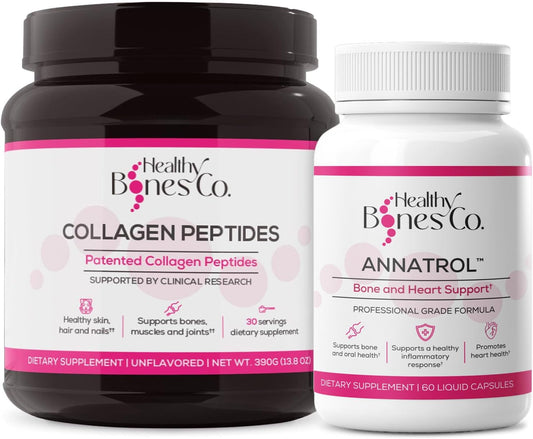 Annatrol Bone Support with FORTIBONE Collagen Peptides - Complete Support for Bone, Joints, Skin, Hair, Nails & Metabolism | 1 Month Supply (390g Tub)