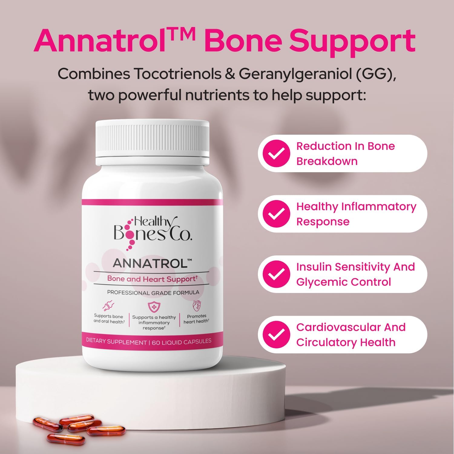Annatrol Bone Support with FORTIBONE Collagen Peptides - Complete Support for Bone, Joints, Skin, Hair, Nails & Metabolism | 1 Month Supply (390g Tub)